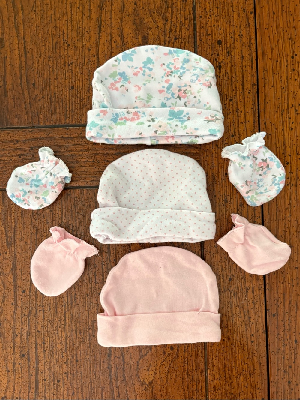 Laura Ashley Baby Girl Hat & Mitten Set, 0-3 months - Pink, Polka Dot, Floral